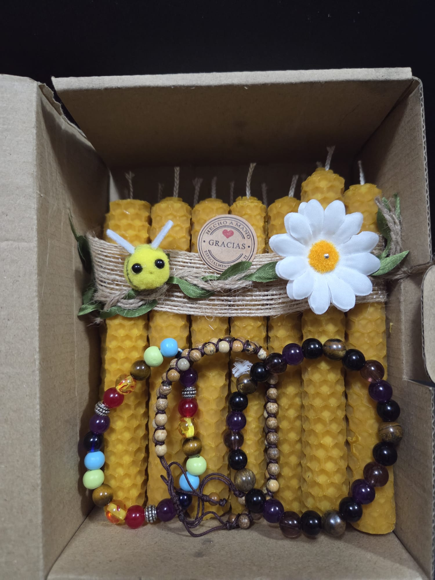15 Velas Cera Abejas Natural Con regalo 3 pulseras