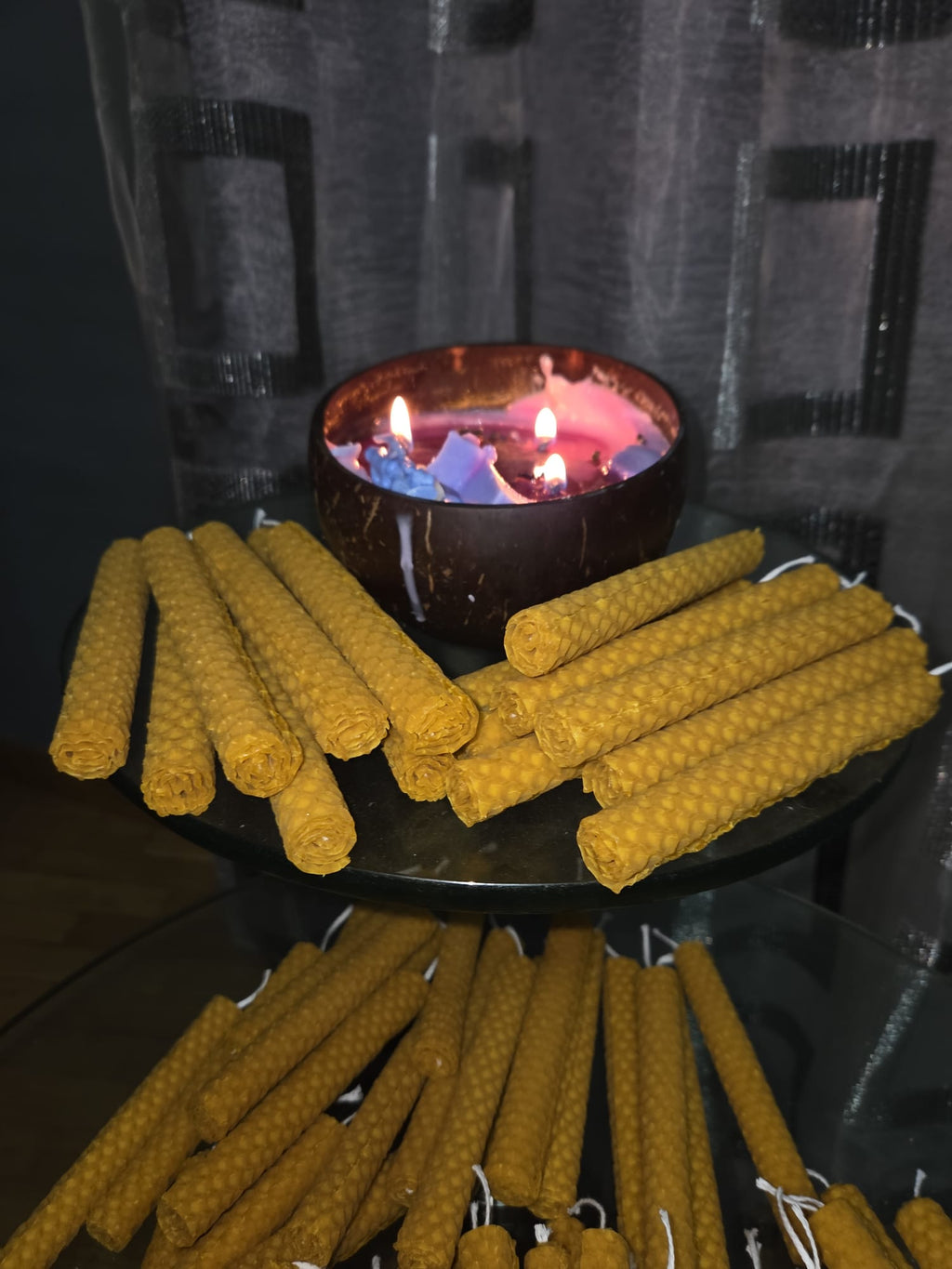 33 velas miel, de cera de abeja sin aditivos