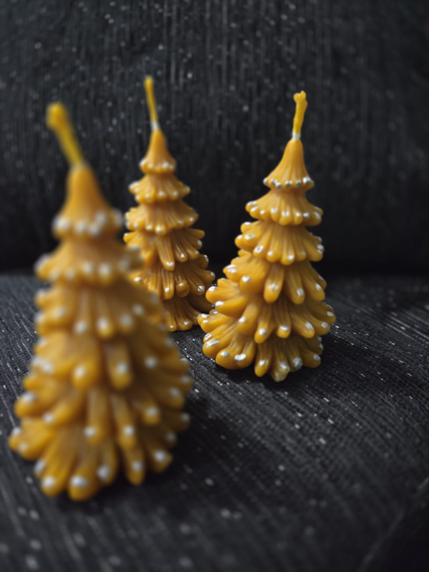 Velas de miel 3 arboles de Navidad pintados a mano