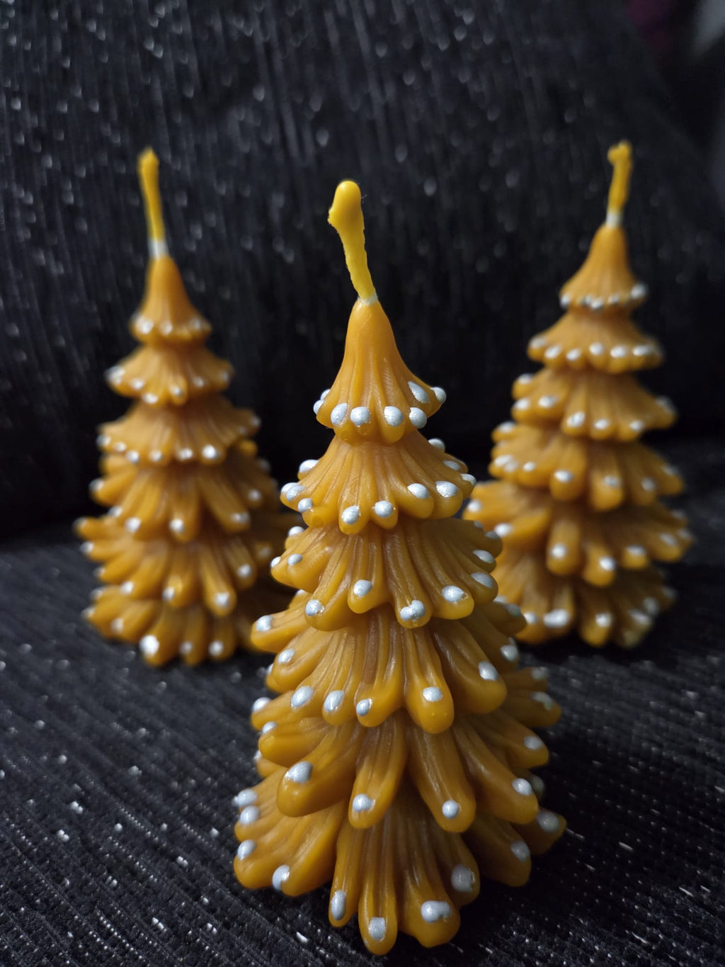Velas de miel 3 arboles de Navidad pintados a mano