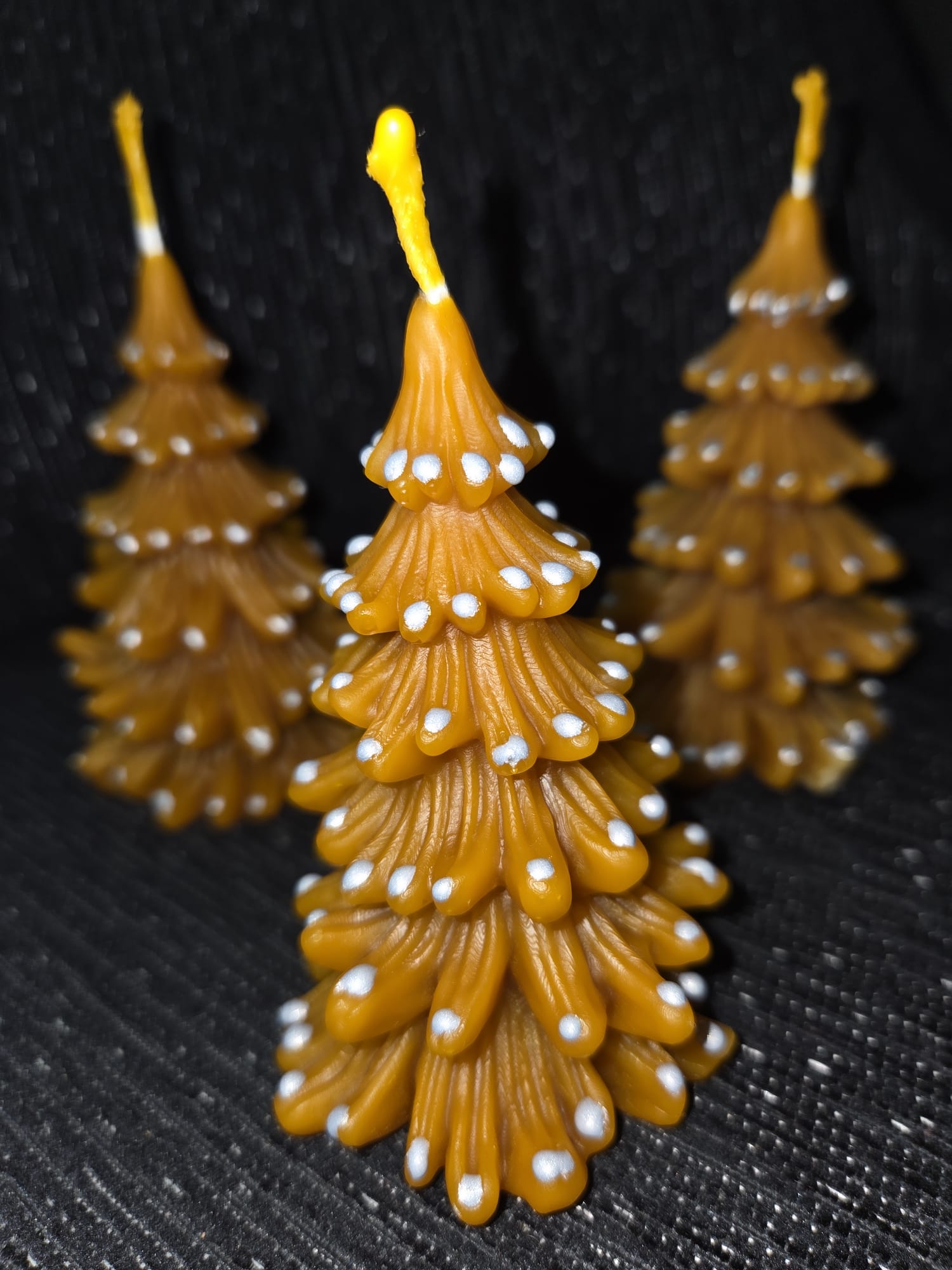 Velas de miel 3 arboles de Navidad pintados a mano