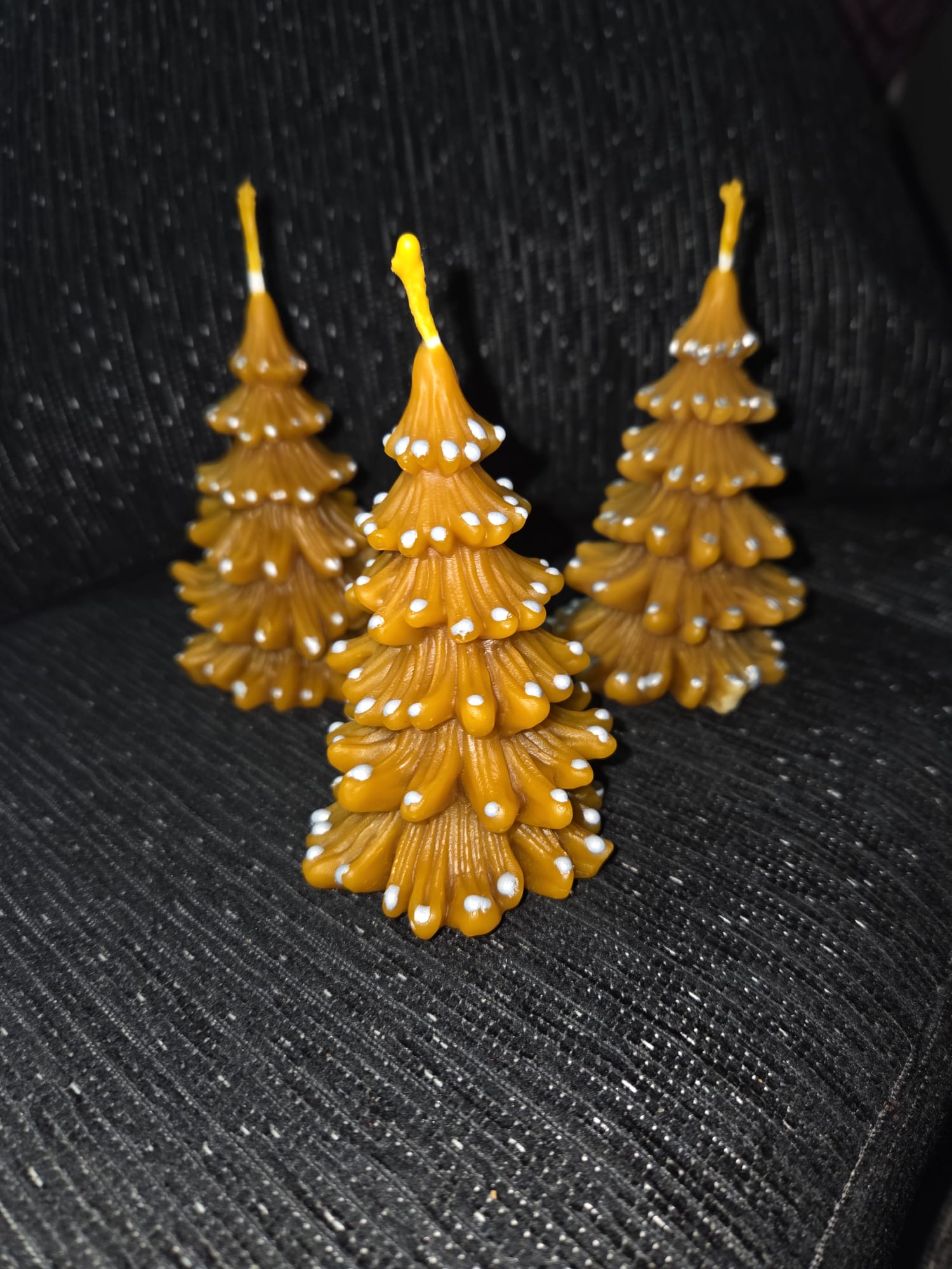 Velas de miel 3 arboles de Navidad pintados a mano