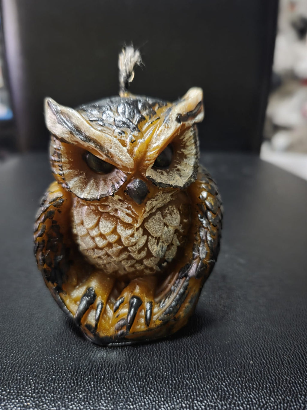 Búho cera abejas pintado mano, artesanía