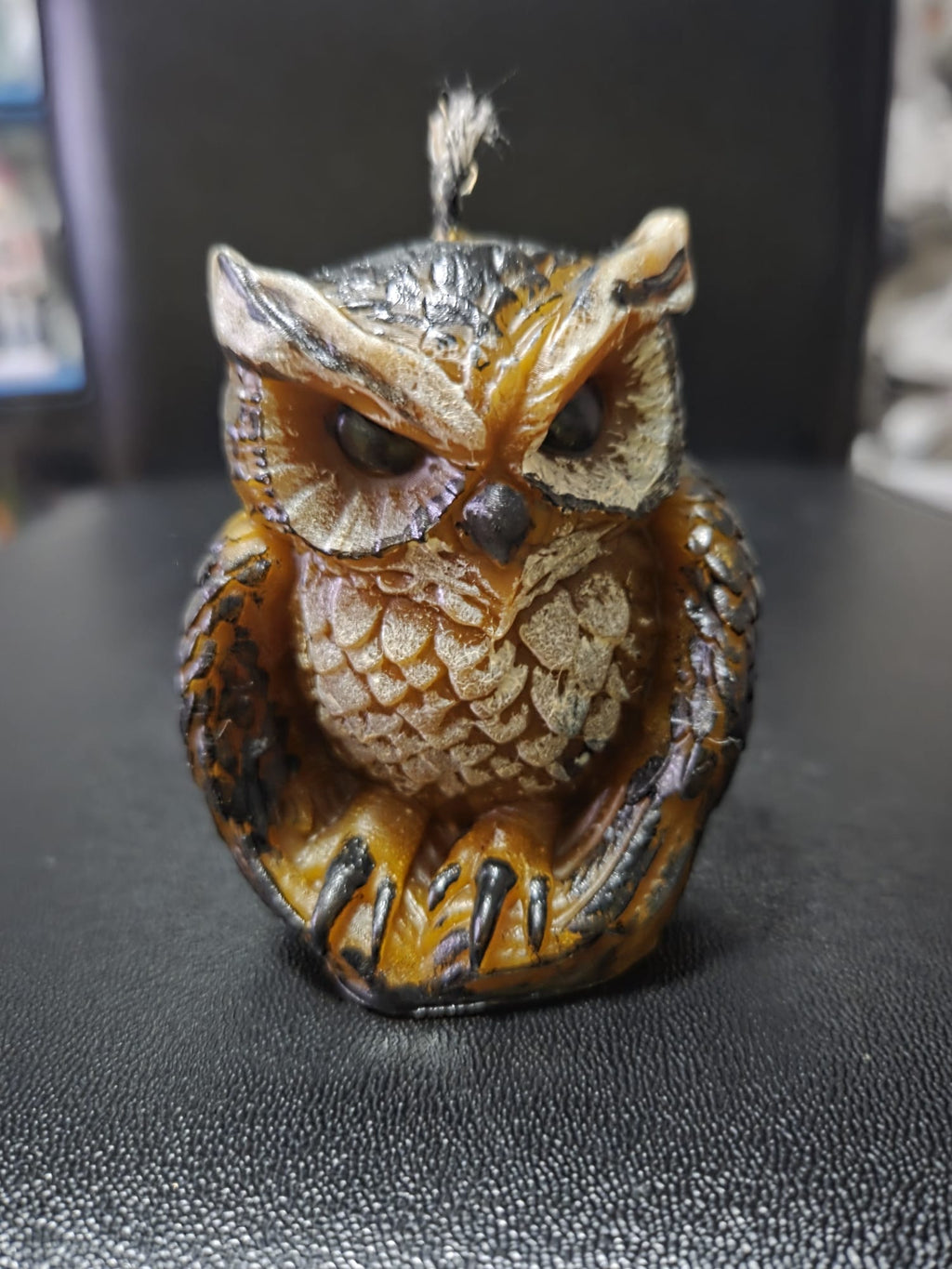 Búho cera abejas pintado mano, artesanía