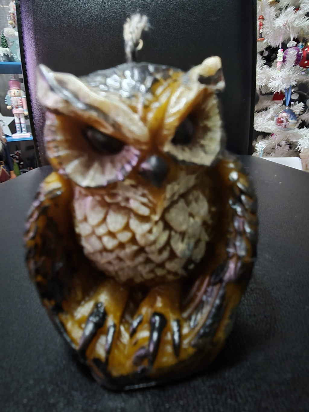 Búho cera abejas pintado mano, artesanía