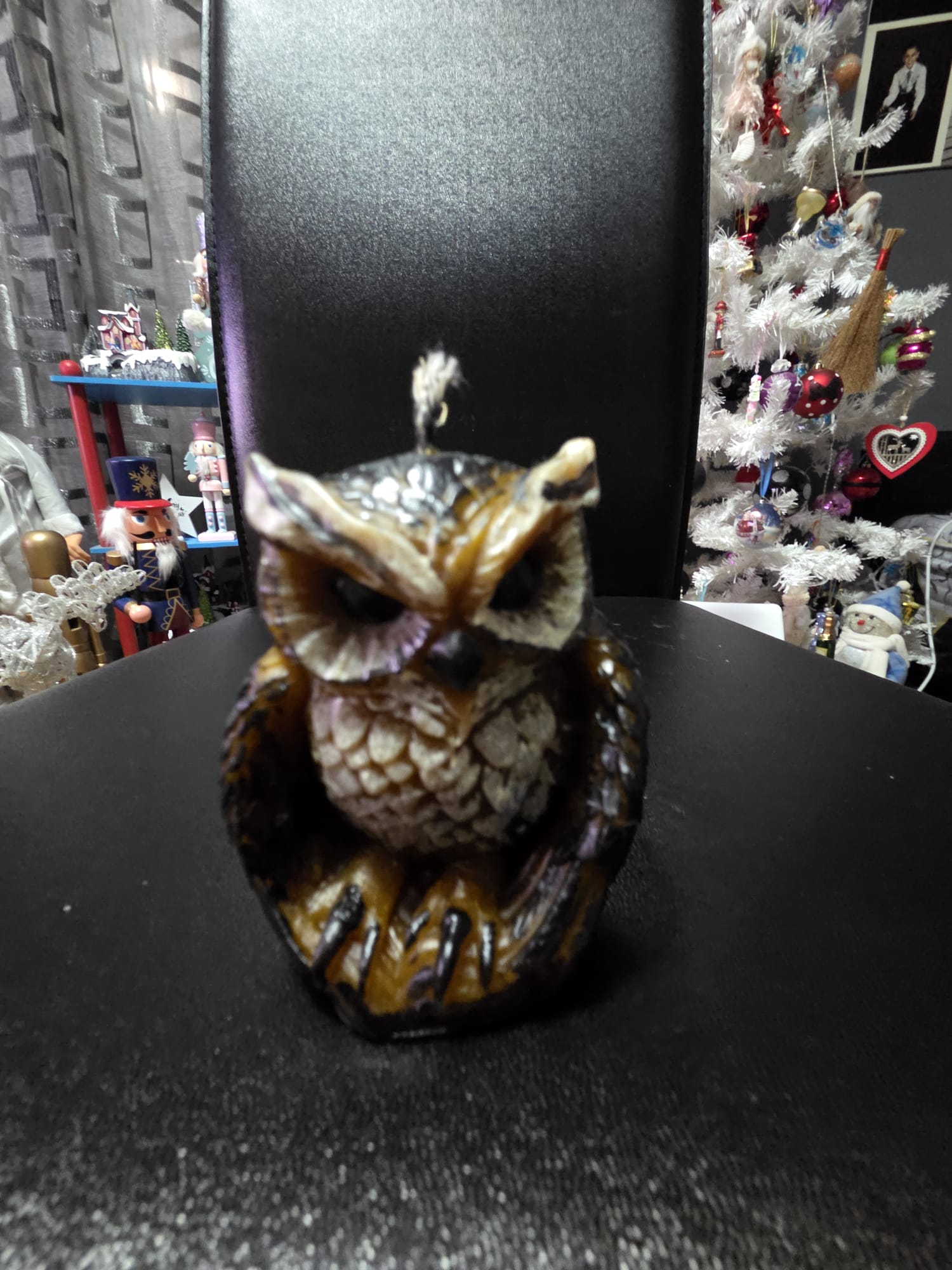 Búho cera abejas pintado mano, artesanía