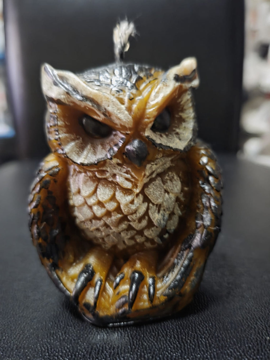 Búho cera abejas pintado mano, artesanía