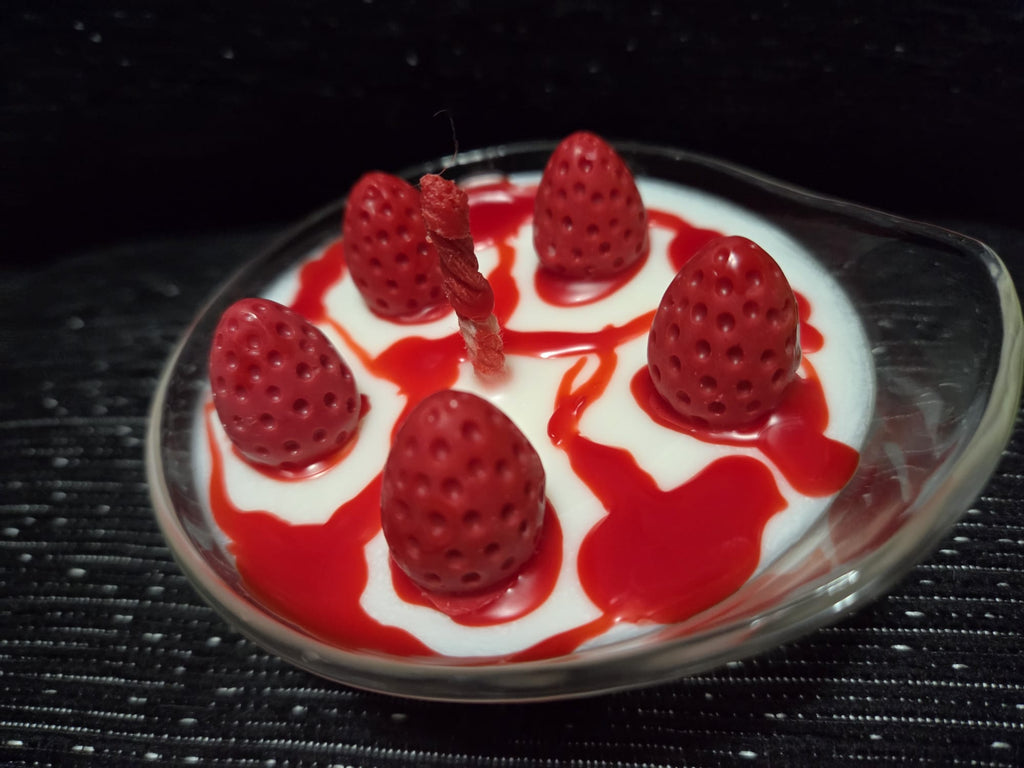 Vela de fresas con nata, con intenso aroma a fresas con nata