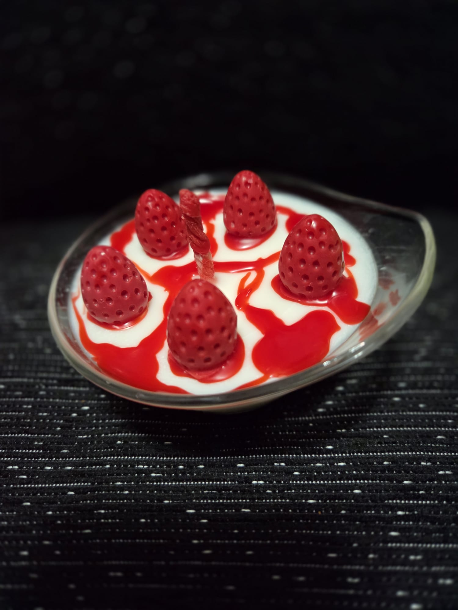 Vela de fresas con nata, con intenso aroma a fresas con nata