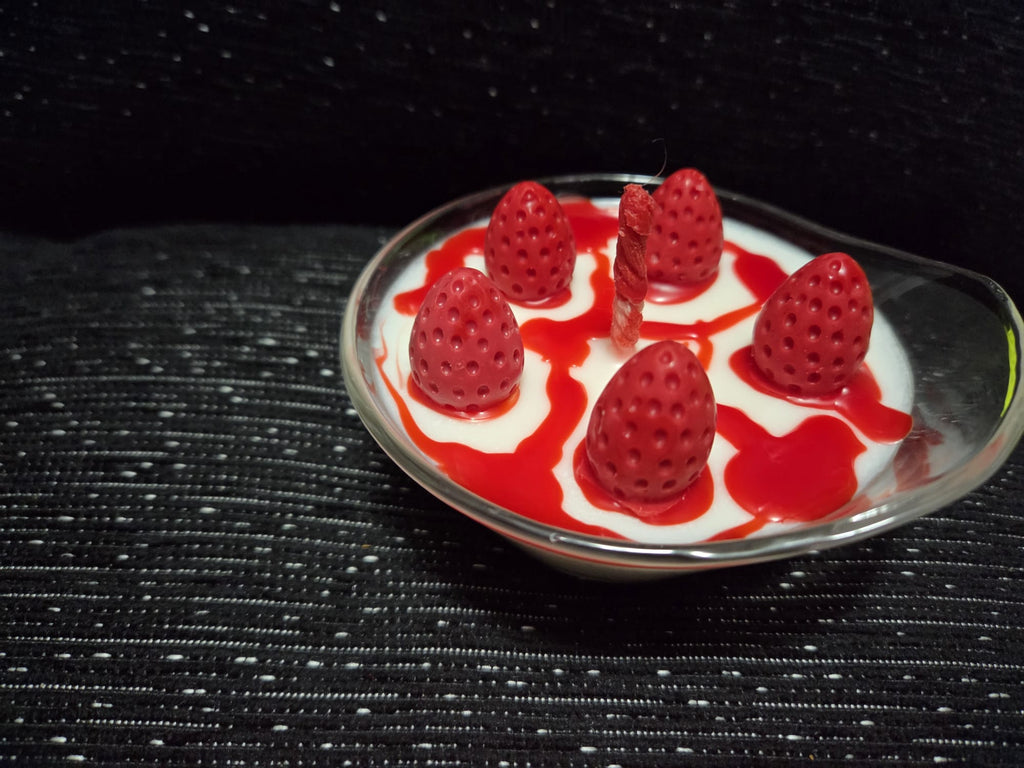 Vela de fresas con nata, con intenso aroma a fresas con nata