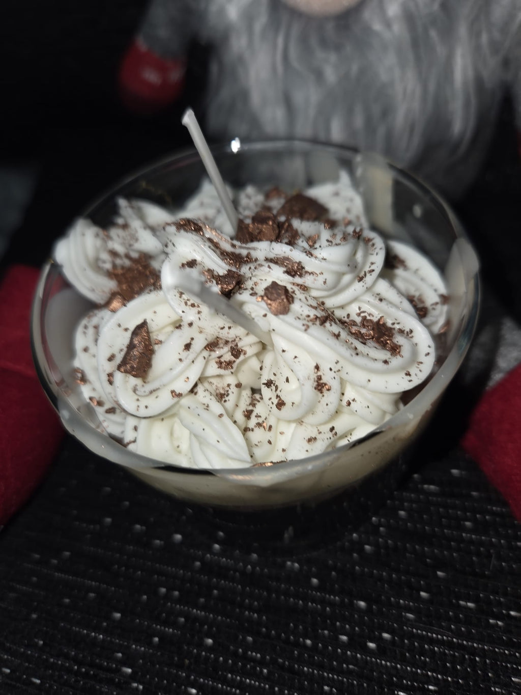 Vela de vaso capuchino con nata chantilly con olor a chocolate