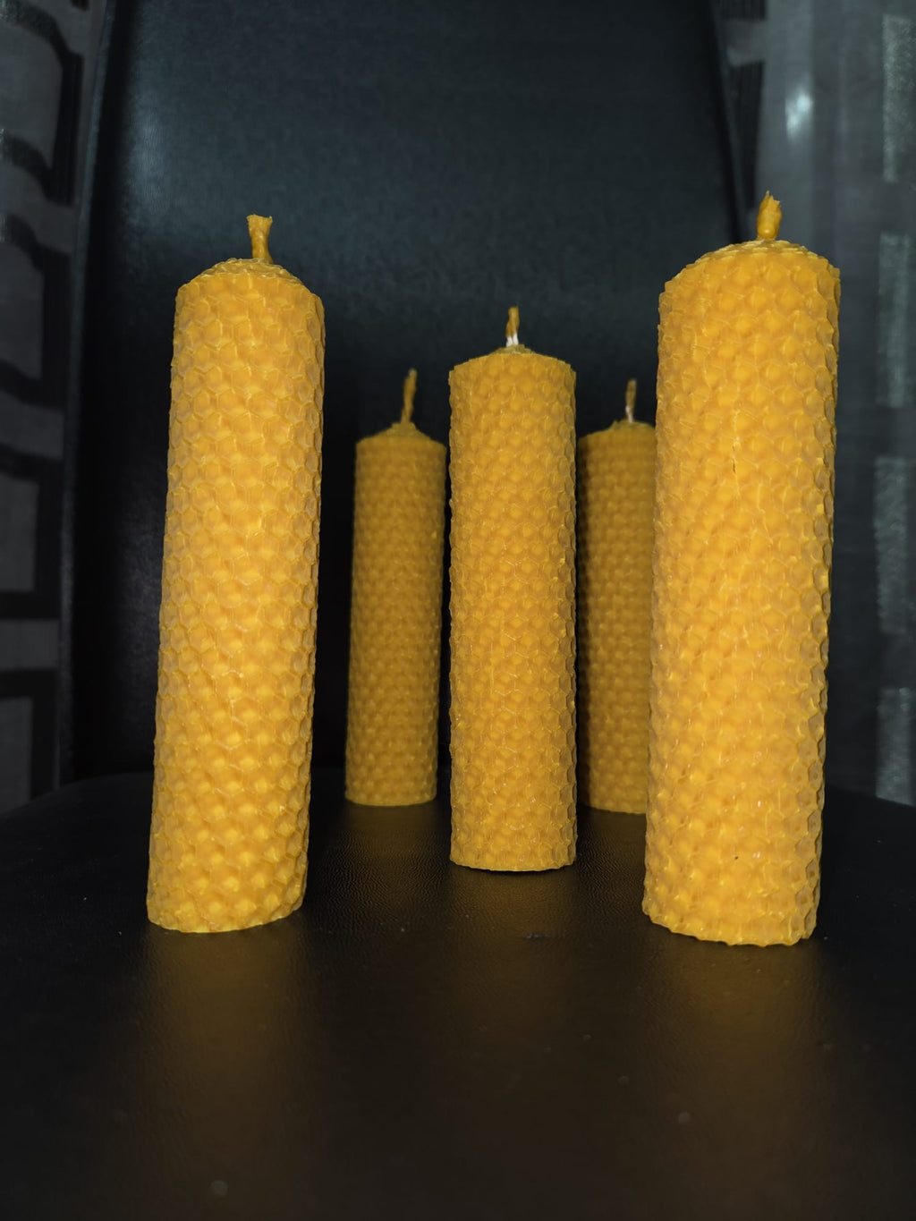 5 Velones de cera de abejas Natural 14x3.5cm 60gr/cada